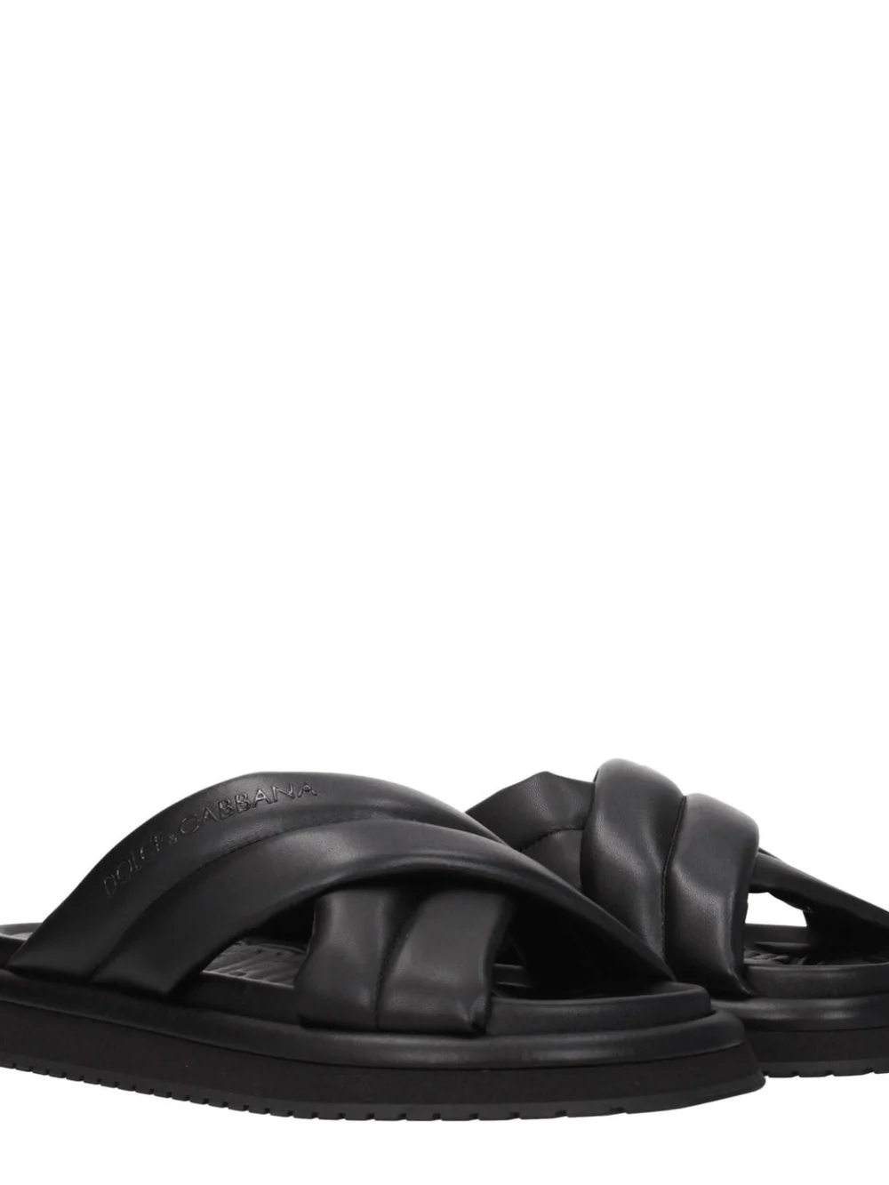 Dolce &Gabbana Men's Black Slides Logo Slippers in Nappa Leather.NWB/ Dustbag 42